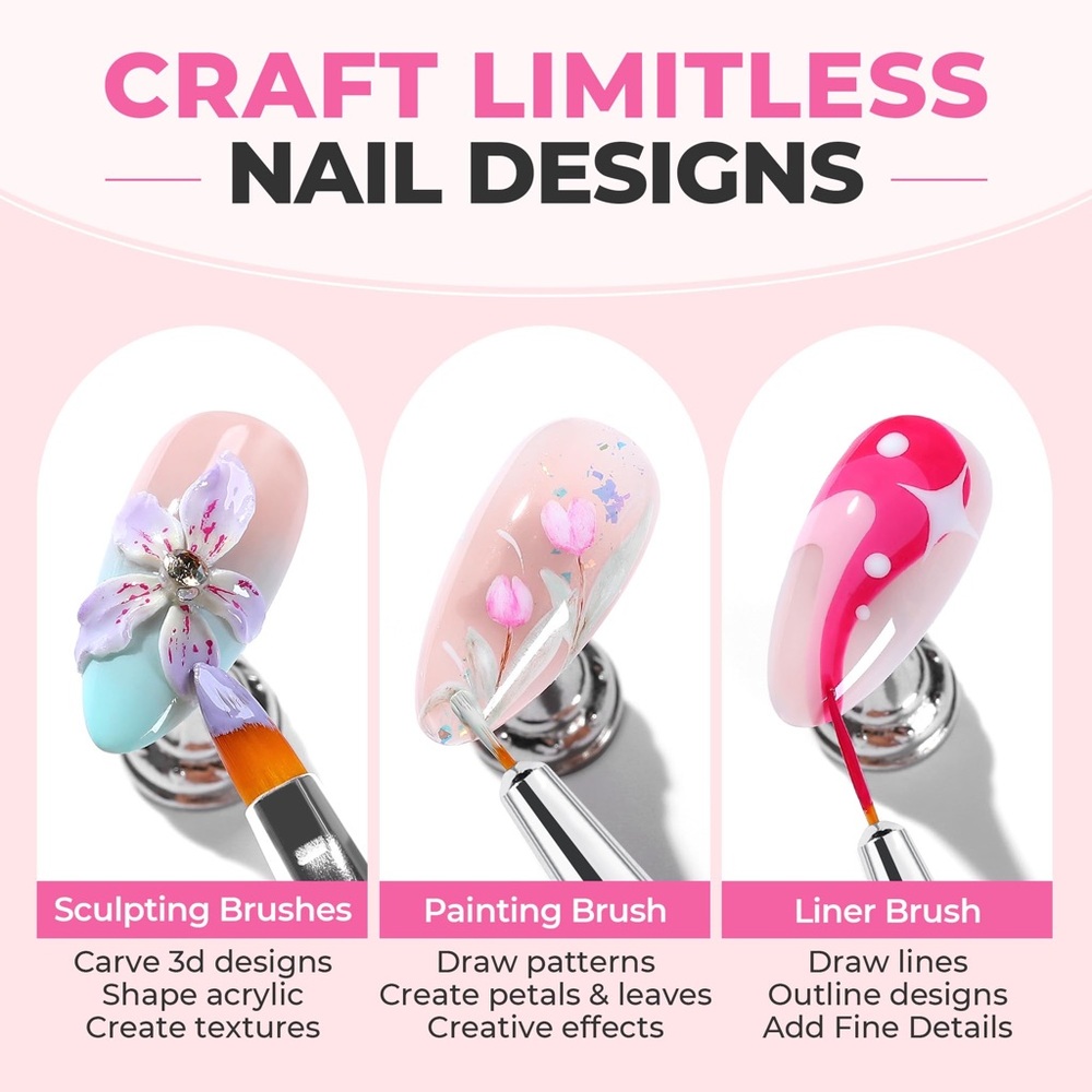 Brand New! UNA GELLA Nail Art Brush Set - Picture 6 of 12